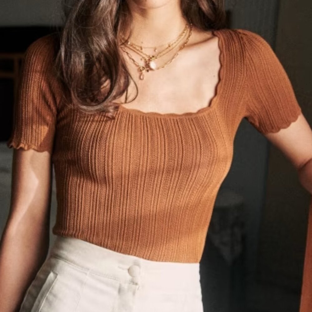 Sezane Anil Top - Brown - Size XS